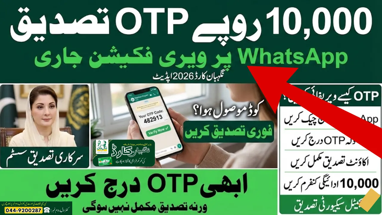 Maryam Nawaz Rs10000 Nigehban Card OTP Verification via WhatsApp